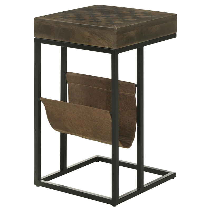 Coaster Furniture Chessie 936135 1-Drawer Square Side Table with Leatherette Sling - Tobacco/Black IMAGE 6
