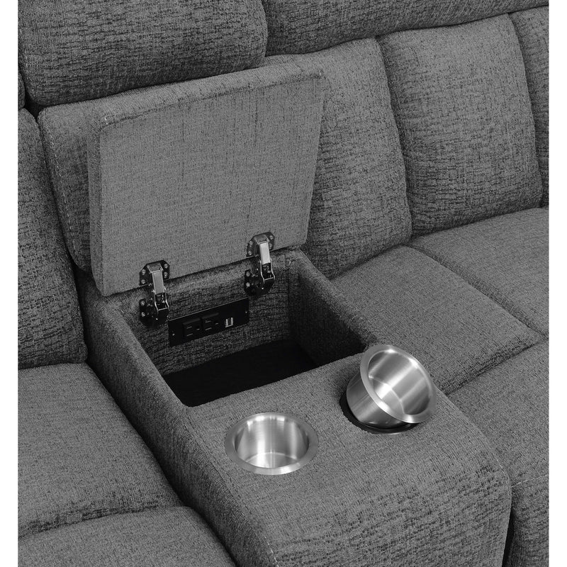 Coaster Furniture Bahrain 609542P Upholstered Power Loveseat With Console - Charcoal IMAGE 5