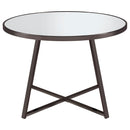 Coaster Furniture Jillian 120630 Round Dining Table with Tempered Mirror Top - Black/Nickel IMAGE 2