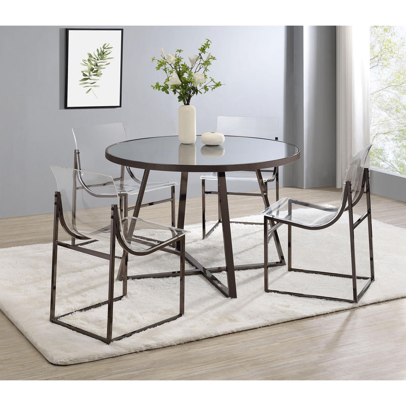 Coaster Furniture Jillian 120630 Round Dining Table with Tempered Mirror Top - Black/Nickel IMAGE 4