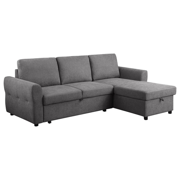 Coaster Furniture Samantha 511088 Upholstered Sleeper Sofa Sectional With Storage Chaise - Grey IMAGE 1