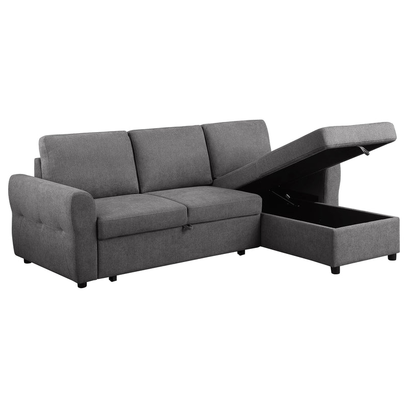 Coaster Furniture Samantha 511088 Upholstered Sleeper Sofa Sectional With Storage Chaise - Grey IMAGE 2