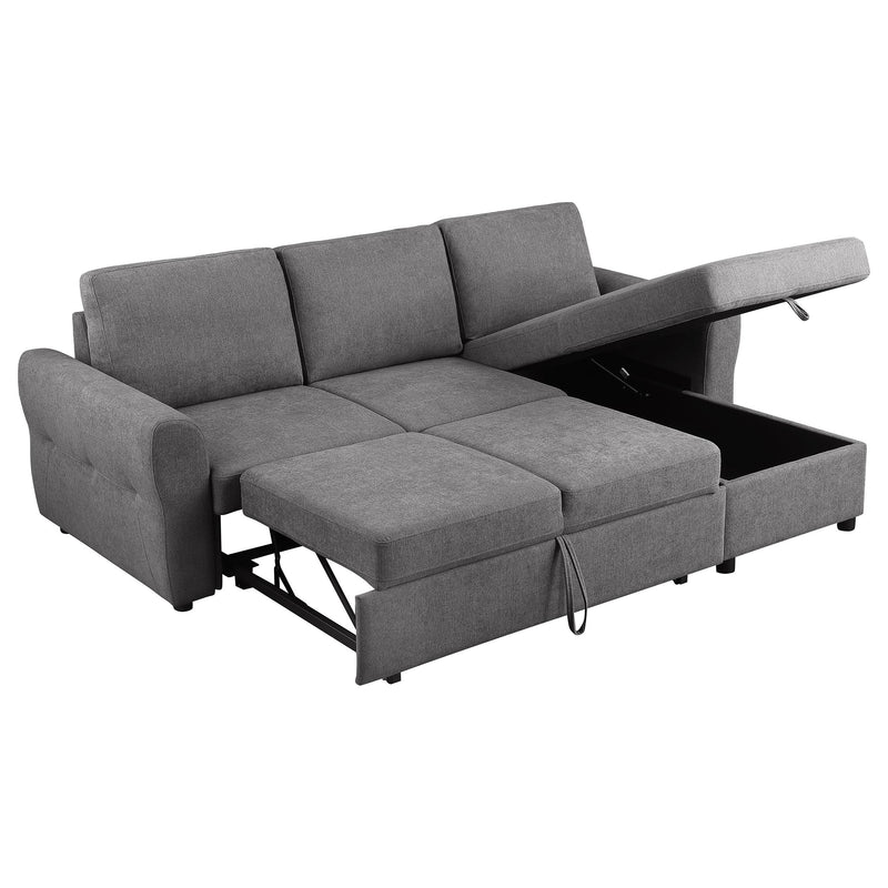 Coaster Furniture Samantha 511088 Upholstered Sleeper Sofa Sectional With Storage Chaise - Grey IMAGE 3