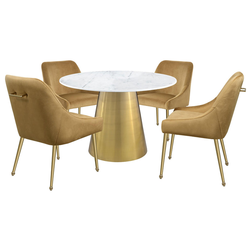 Coaster Furniture Ambrose 107600 Round 50-inch Marble Top Dining Table - Brushed Gold IMAGE 4