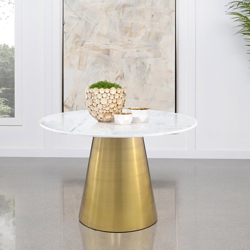 Coaster Furniture Ambrose 107600 Round 50-inch Marble Top Dining Table - Brushed Gold IMAGE 7