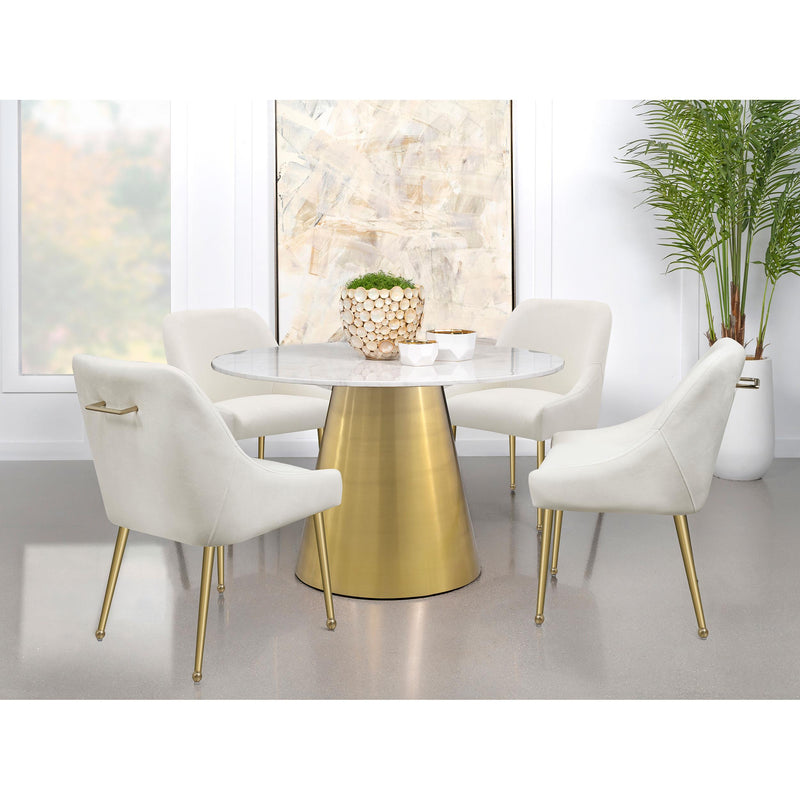 Coaster Furniture Ambrose 107600 Round 50-inch Marble Top Dining Table - Brushed Gold IMAGE 8