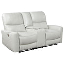 Coaster Furniture Greenfield 610262P Upholstered Power Reclining Loveseat With Console - Ivory IMAGE 1