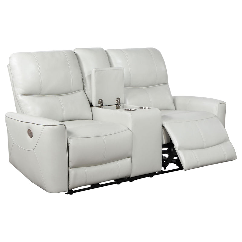 Coaster Furniture Greenfield 610262P Upholstered Power Reclining Loveseat With Console - Ivory IMAGE 3