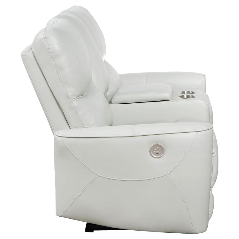 Coaster Furniture Greenfield 610262P Upholstered Power Reclining Loveseat With Console - Ivory IMAGE 6