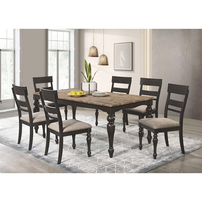Coaster Furniture Bridget 108221 Rectangular Dining Table - Brown Brushed/Charcoal Sandthrough IMAGE 6