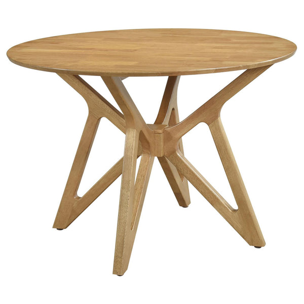 Coaster Furniture Elowen 108440 Round Solid Wood Dining Table - Light Walnut IMAGE 1