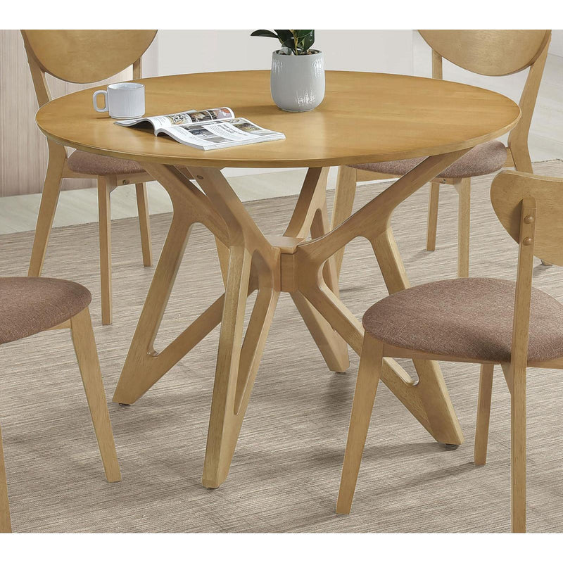 Coaster Furniture Elowen 108440 Round Solid Wood Dining Table - Light Walnut IMAGE 2