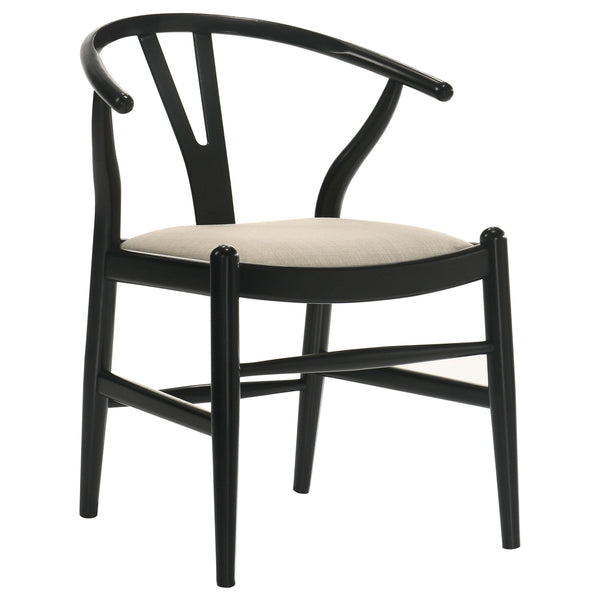 Coaster Furniture Cortona 108482 Danish Y-Shaped Back Wishbone Dining Side Chair - Black/Beige IMAGE 1