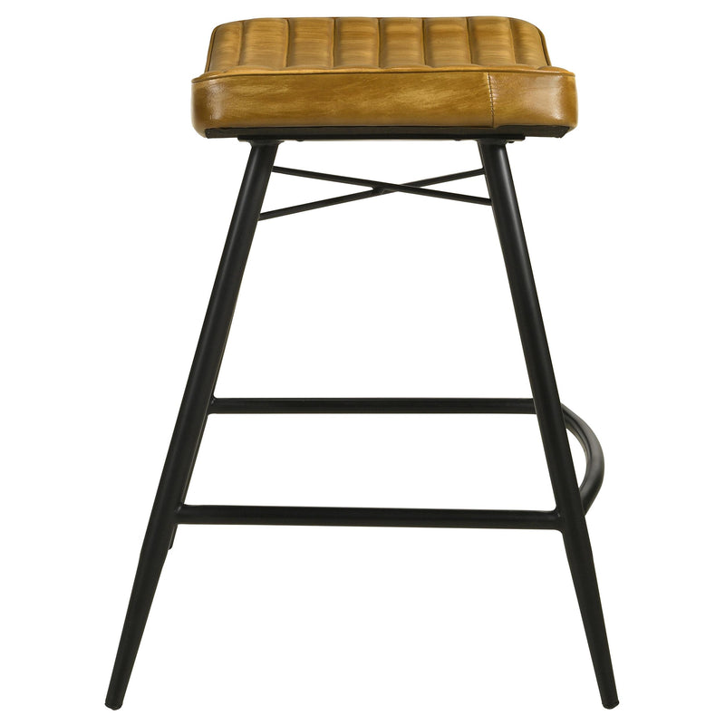 Coaster Furniture Bayu 109248 Leather Upholstered Saddle Seat Backless Counter Height Stool - Antique Camel/Black IMAGE 5