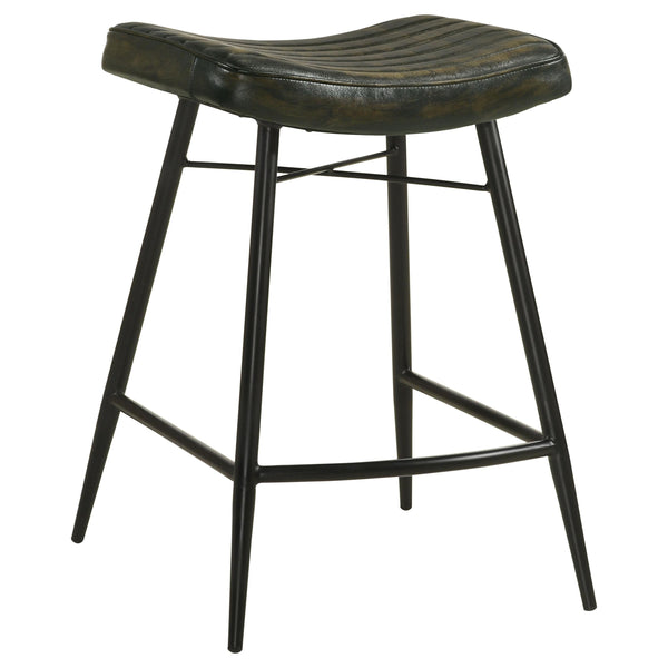 Coaster Furniture Bayu 109258 Leather Upholstered Saddle Seat Backless Counter Height Stool - Antique Espresso/Black IMAGE 1