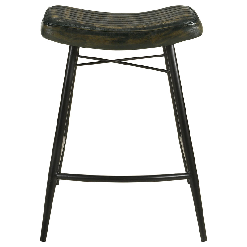 Coaster Furniture Bayu 109258 Leather Upholstered Saddle Seat Backless Counter Height Stool - Antique Espresso/Black IMAGE 2