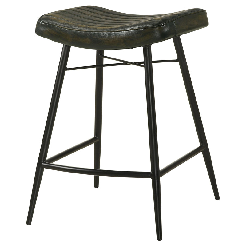 Coaster Furniture Bayu 109258 Leather Upholstered Saddle Seat Backless Counter Height Stool - Antique Espresso/Black IMAGE 3