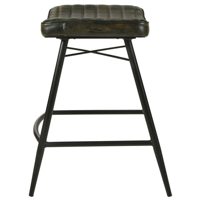 Coaster Furniture Bayu 109258 Leather Upholstered Saddle Seat Backless Counter Height Stool - Antique Espresso/Black IMAGE 4