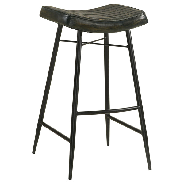 Coaster Furniture Bayu 109259 Leather Upholstered Saddle Seat Backless Bar Stool - Antique Espresso/Black IMAGE 1