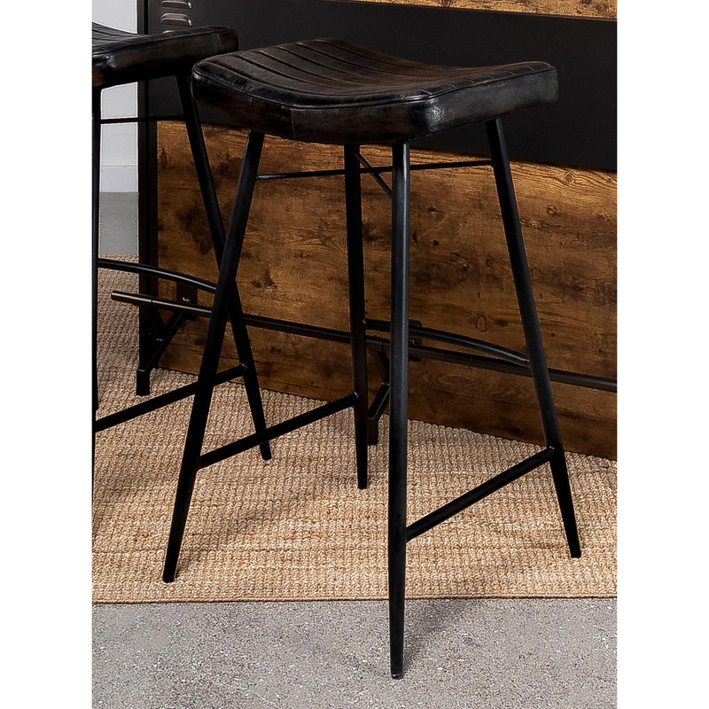 Coaster Furniture Bayu 109259 Leather Upholstered Saddle Seat Backless Bar Stool - Antique Espresso/Black IMAGE 2