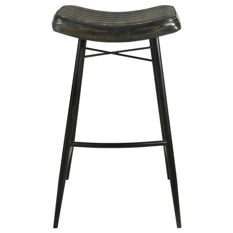 Coaster Furniture Bayu 109259 Leather Upholstered Saddle Seat Backless Bar Stool - Antique Espresso/Black IMAGE 3