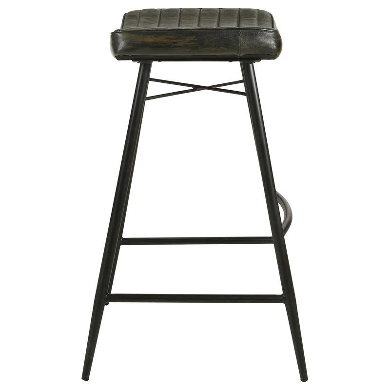 Coaster Furniture Bayu 109259 Leather Upholstered Saddle Seat Backless Bar Stool - Antique Espresso/Black IMAGE 4
