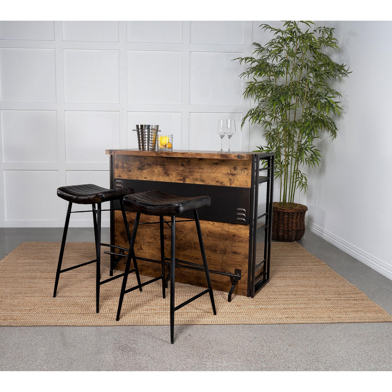 Coaster Furniture Bayu 109259 Leather Upholstered Saddle Seat Backless Bar Stool - Antique Espresso/Black IMAGE 5