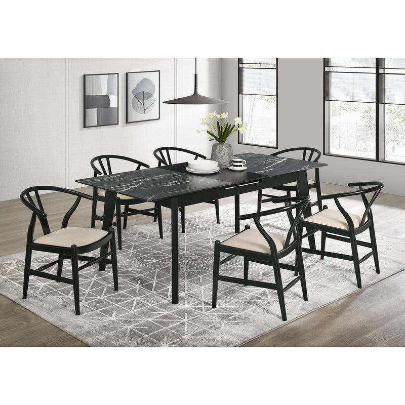 Coaster Furniture Crestmont 121251 Dining Table with Faux Marble Top & 16? Self-Storing Extension Leaf - Grey IMAGE 9