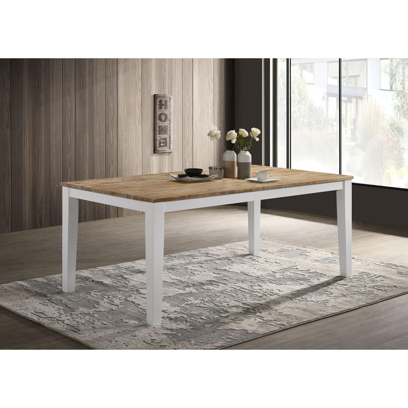 Coaster Furniture Hollis 122241 Rectangular Solid Wood Dining Table - Brown/White IMAGE 2