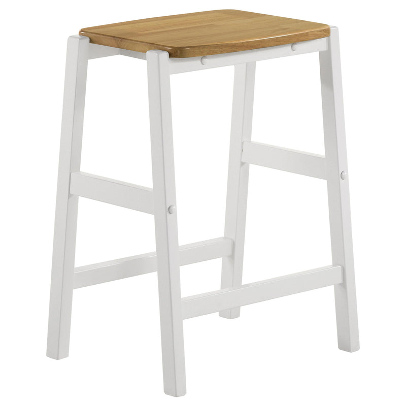 Coaster Furniture Hollis 122247 Wood Counter Height Backless Bar Stool - Brown/White IMAGE 1