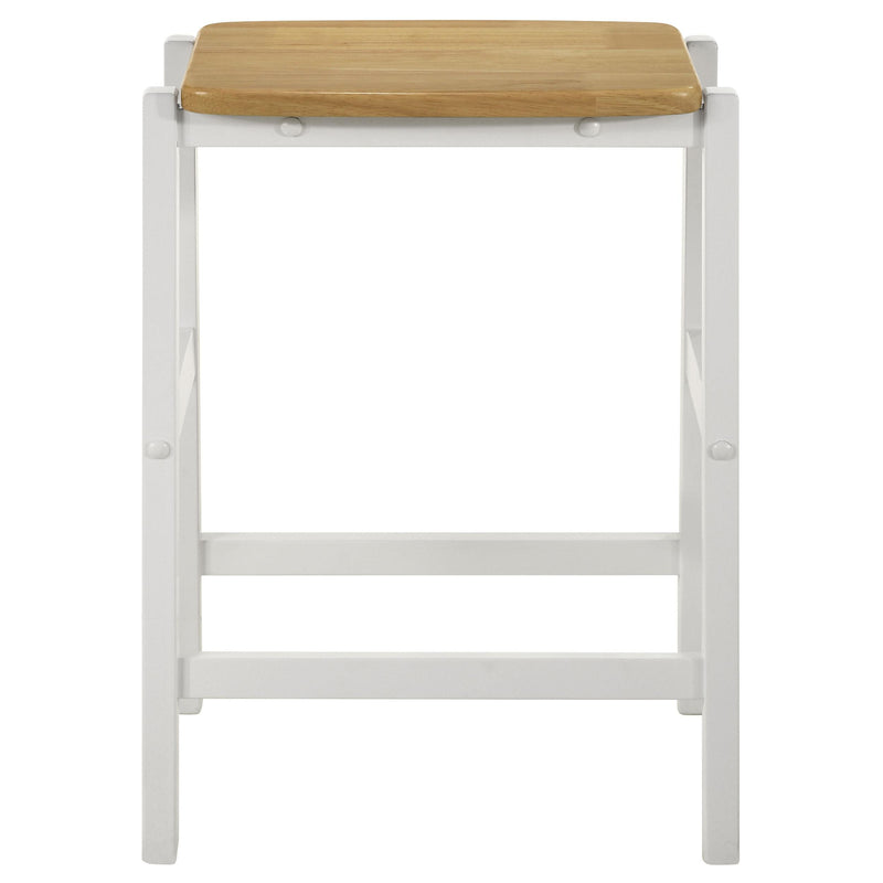 Coaster Furniture Hollis 122247 Wood Counter Height Backless Bar Stool - Brown/White IMAGE 3