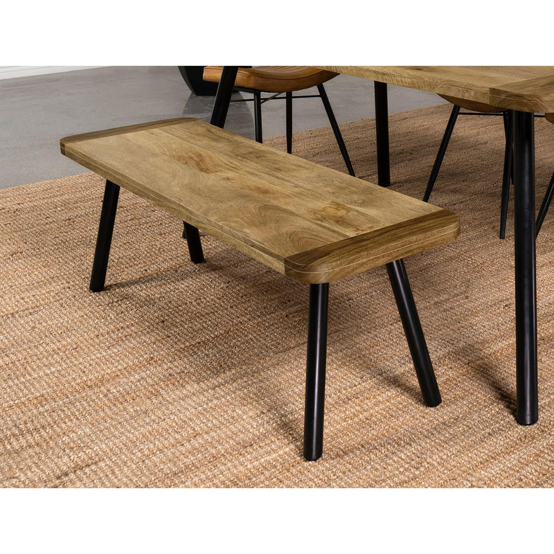 Coaster Furniture Maverick 123043 Rectangular Dining Bench - Natural Mango/Black IMAGE 2