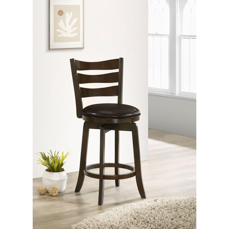 Coaster Furniture Murphy 181368 Ladder Back Counter Height Swivel Bar Stool - Dark Cherry/Brown IMAGE 2