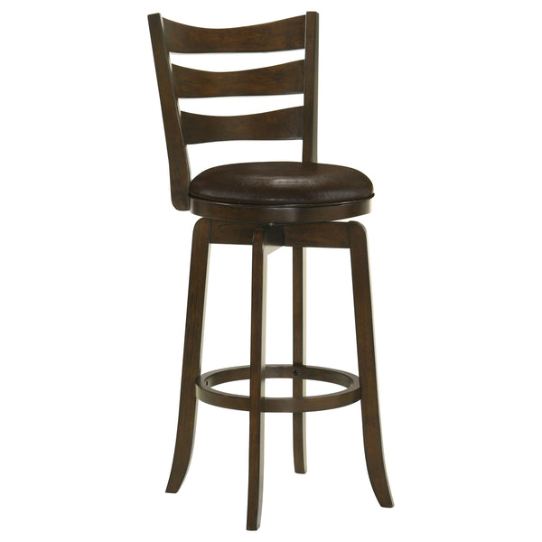 Coaster Furniture Murphy 181369 Ladder Back Pub Height Swivel Bar Stool - Dark Cherry/Brown IMAGE 1