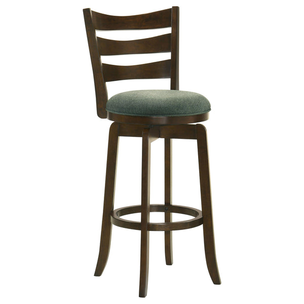 Coaster Furniture Murphy 181379 Ladder Back Pub Height Swivel Bar Stool - Dark Cherry/Hunter Green IMAGE 1