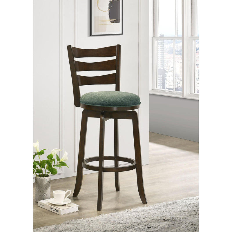 Coaster Furniture Murphy 181379 Ladder Back Pub Height Swivel Bar Stool - Dark Cherry/Hunter Green IMAGE 2