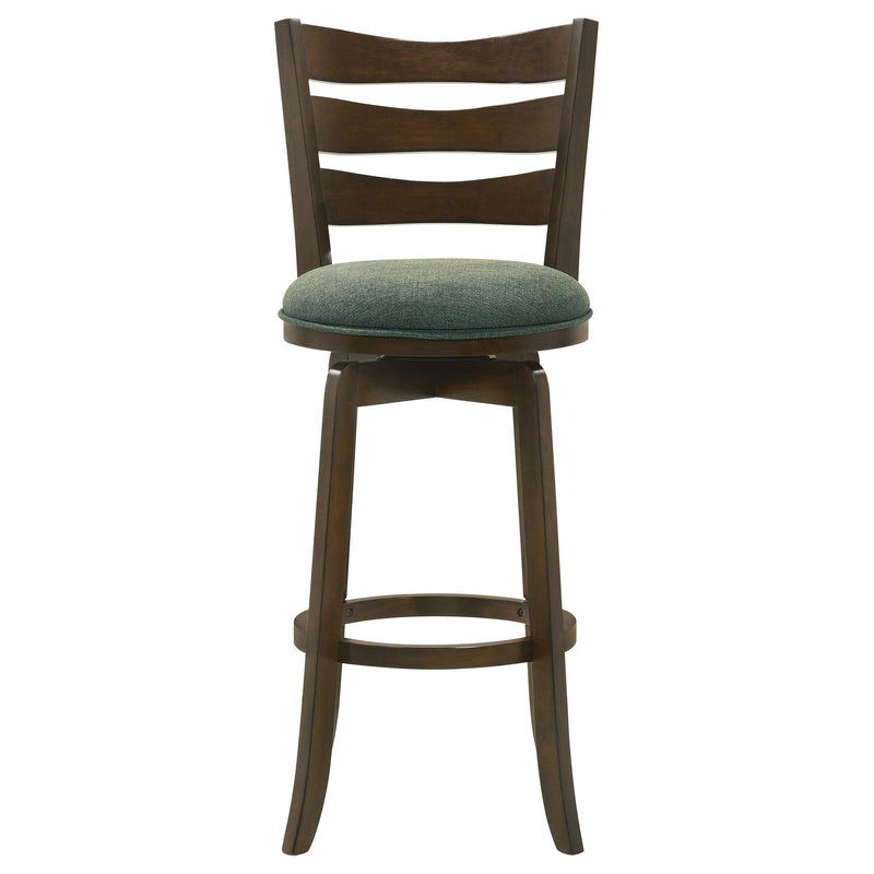 Coaster Furniture Murphy 181379 Ladder Back Pub Height Swivel Bar Stool - Dark Cherry/Hunter Green IMAGE 3
