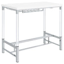 Coaster Furniture Norcrest 182101 Pub Height Bar Table with Acrylic Legs and Wine Storage - White High Gloss IMAGE 6
