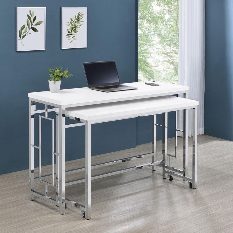 Coaster Furniture Jackson 182714 4-Piece Multipurpose Counter Height Table Set - White/Chrome IMAGE 17