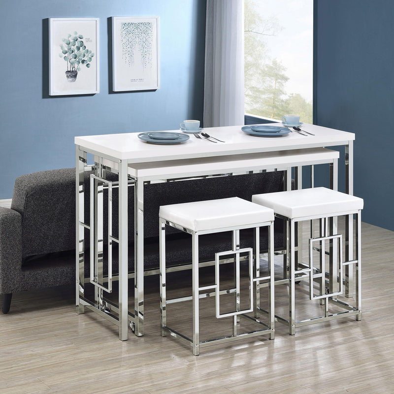 Coaster Furniture Jackson 182714 4-Piece Multipurpose Counter Height Table Set - White/Chrome IMAGE 18