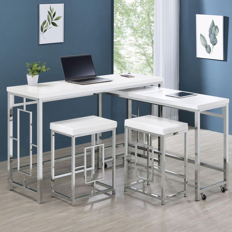 Coaster Furniture Jackson 182714 4-Piece Multipurpose Counter Height Table Set - White/Chrome IMAGE 19