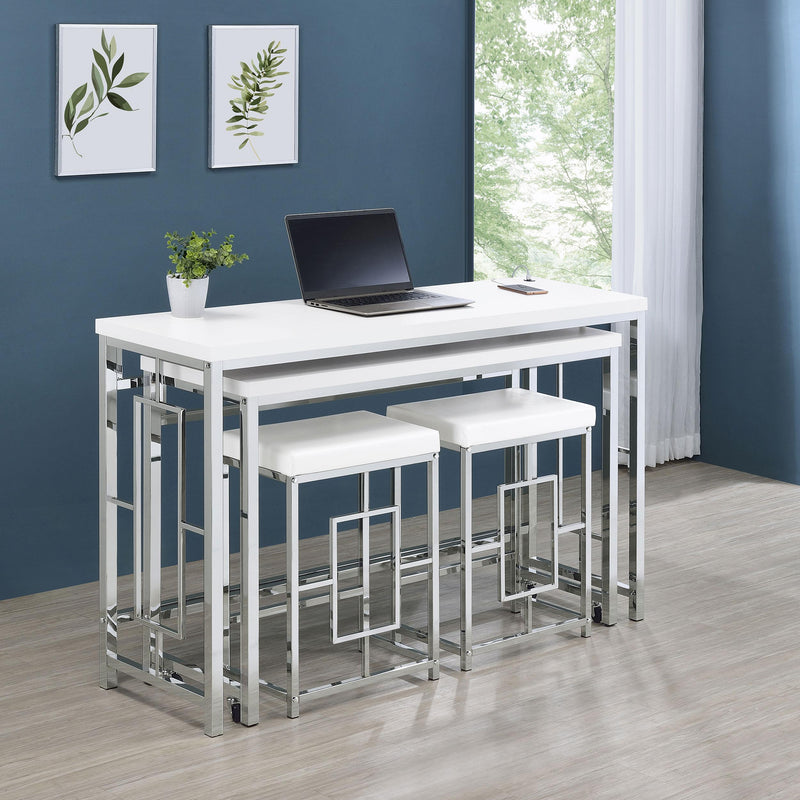 Coaster Furniture Jackson 182714 4-Piece Multipurpose Counter Height Table Set - White/Chrome IMAGE 2