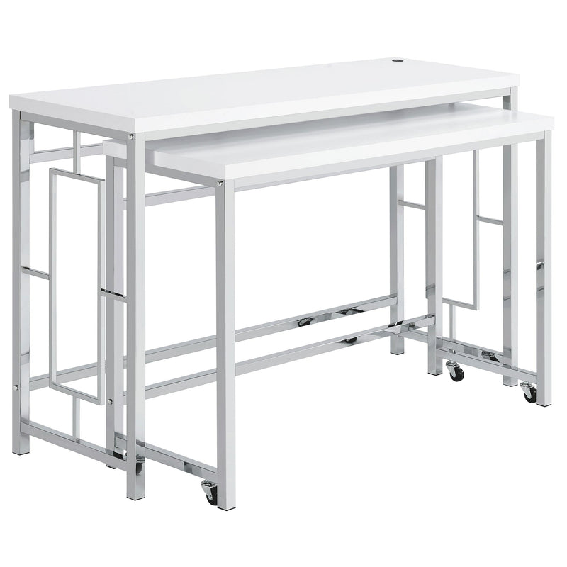 Coaster Furniture Jackson 182714 4-Piece Multipurpose Counter Height Table Set - White/Chrome IMAGE 3