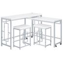 Coaster Furniture Jackson 182714 4-Piece Multipurpose Counter Height Table Set - White/Chrome IMAGE 4