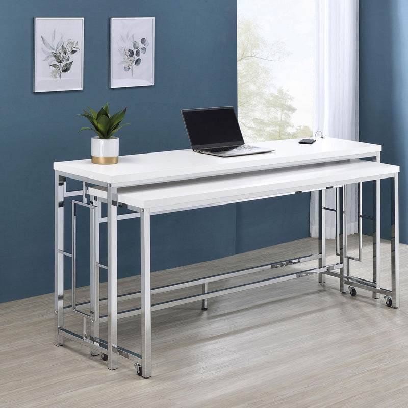 Coaster Furniture Jackson 182715 5-Piece Multipurpose Counter Height Table Set - White/Chrome IMAGE 14