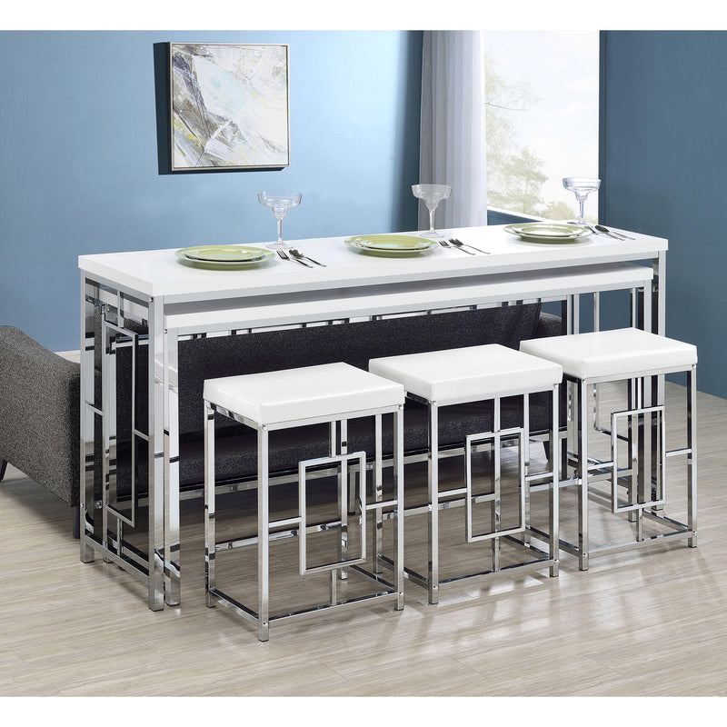 Coaster Furniture Jackson 182715 5-Piece Multipurpose Counter Height Table Set - White/Chrome IMAGE 15