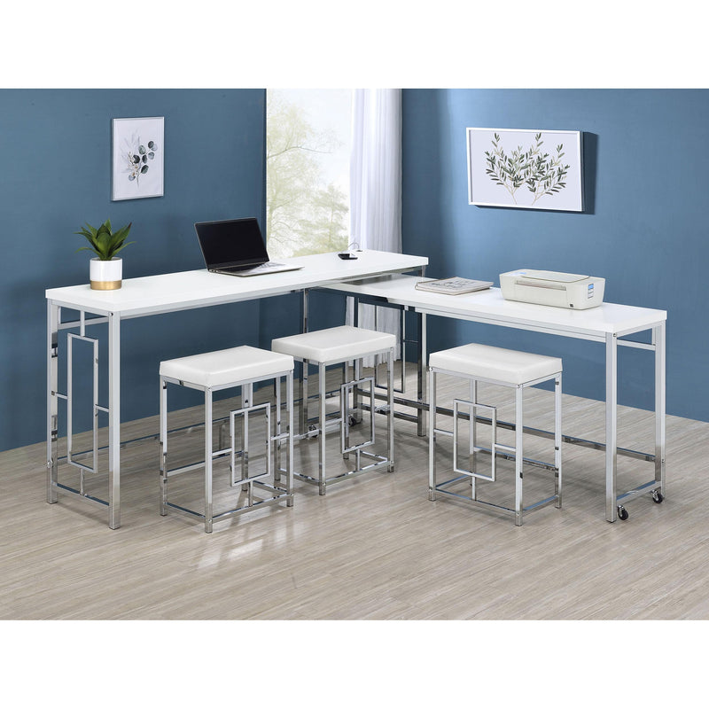 Coaster Furniture Jackson 182715 5-Piece Multipurpose Counter Height Table Set - White/Chrome IMAGE 16