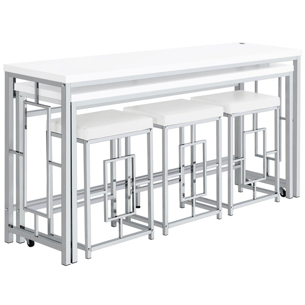 Coaster Furniture Jackson 182715 5-Piece Multipurpose Counter Height Table Set - White/Chrome IMAGE 1