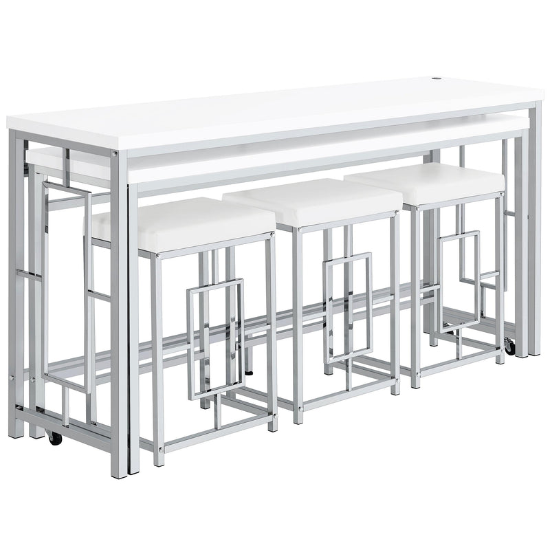 Coaster Furniture Jackson 182715 5-Piece Multipurpose Counter Height Table Set - White/Chrome IMAGE 1