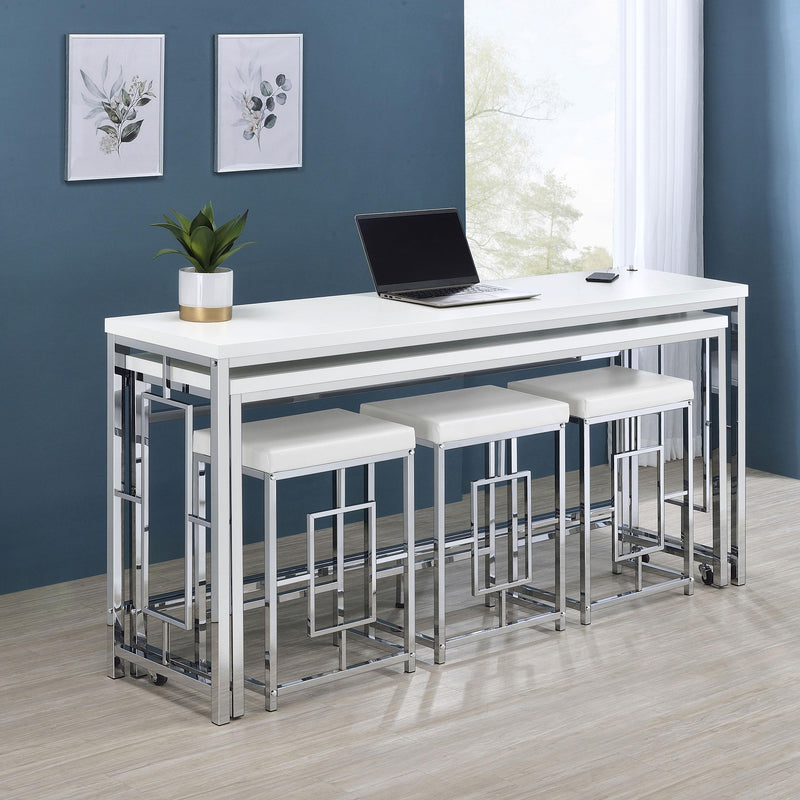 Coaster Furniture Jackson 182715 5-Piece Multipurpose Counter Height Table Set - White/Chrome IMAGE 2